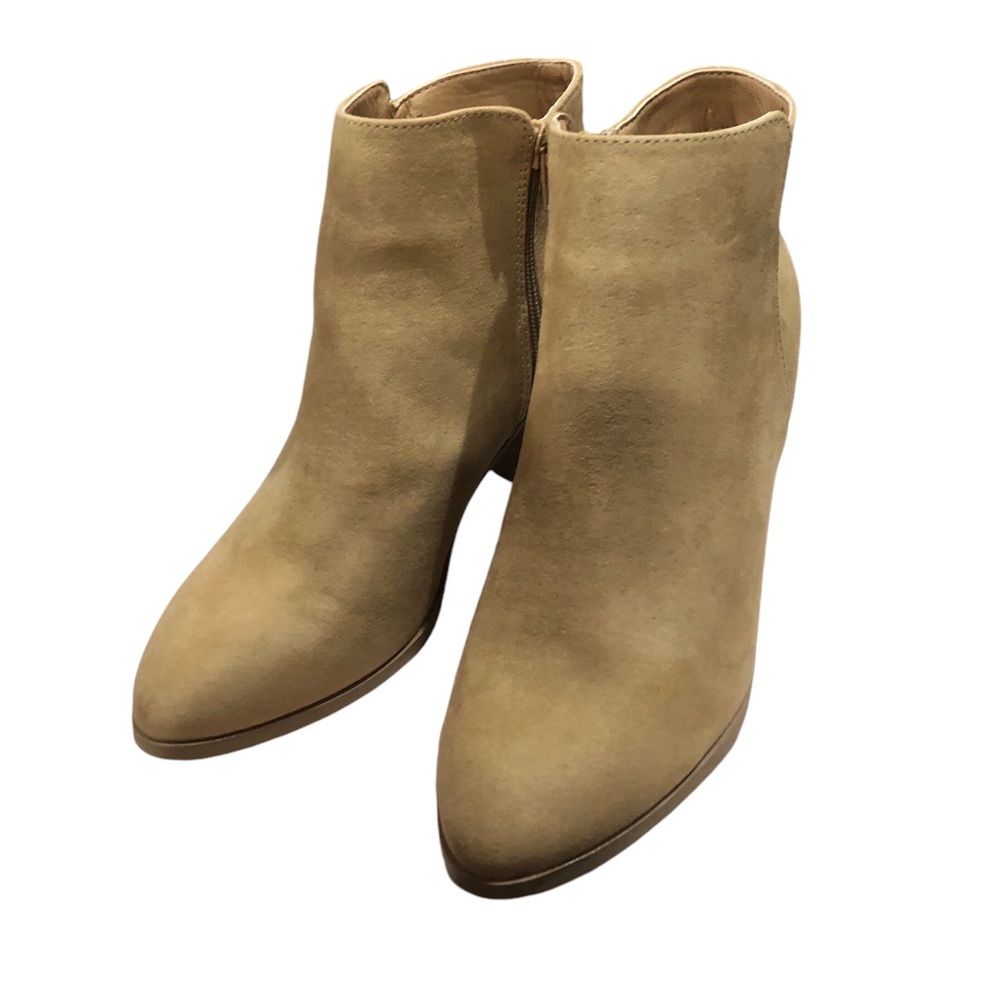 JUST FAB western wanderlust booties in sand